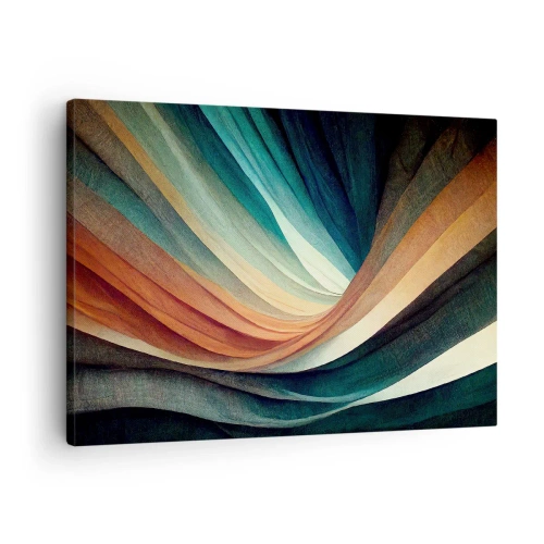 Quadro em tela - Ondas abstratas em tons quentes e frios - 70x50cm - Tecido de cores - Decoração de parede moderna para a sala de estar e quarto ARTTOR
