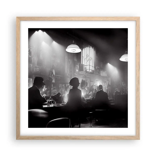Pôster com moldura de carvalho claro - Em uma atmosfera de jazz - 50x50 cm