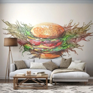Papel de parede personalizado Standard Eco - Tentação quente - Gastronomia, Hamburger, Culinária