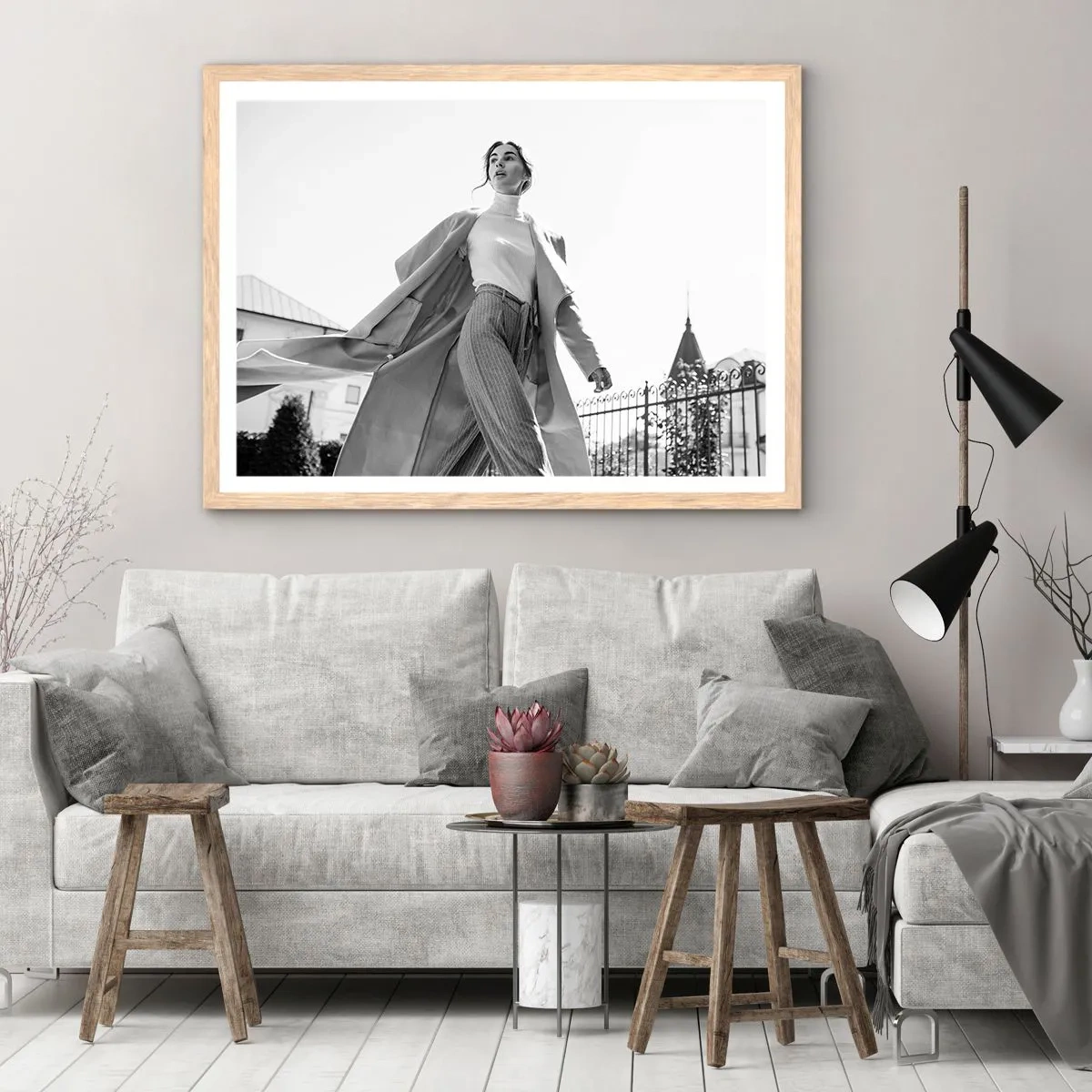 Pôster com moldura de carvalho claro - Vens comigo? - 40x30 cm