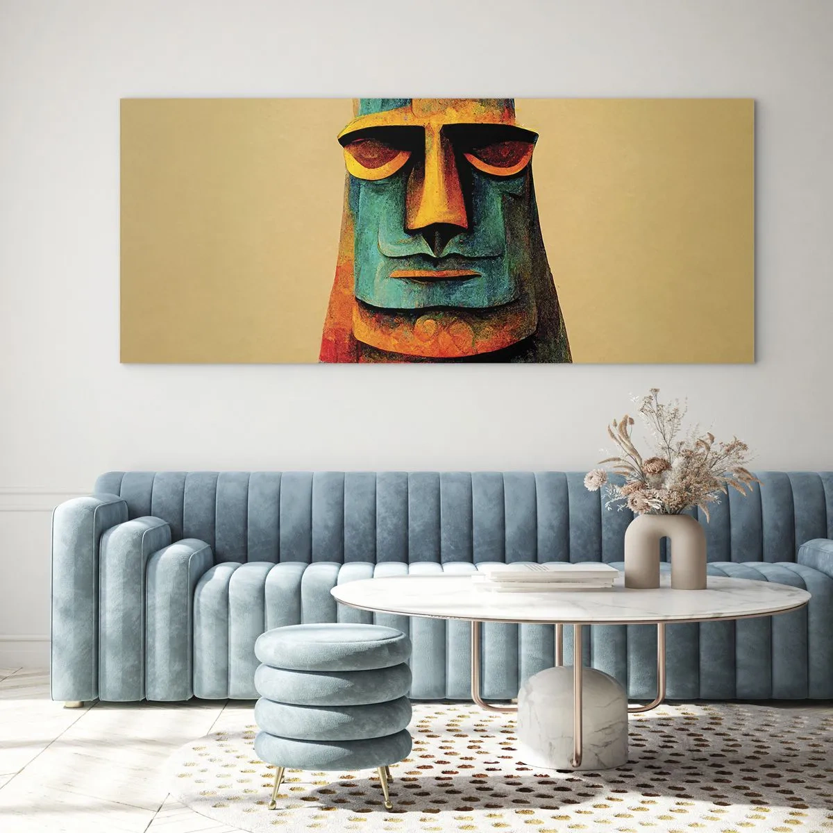 Quadro em vidro - Escultórico e simpático - 90x30 cm