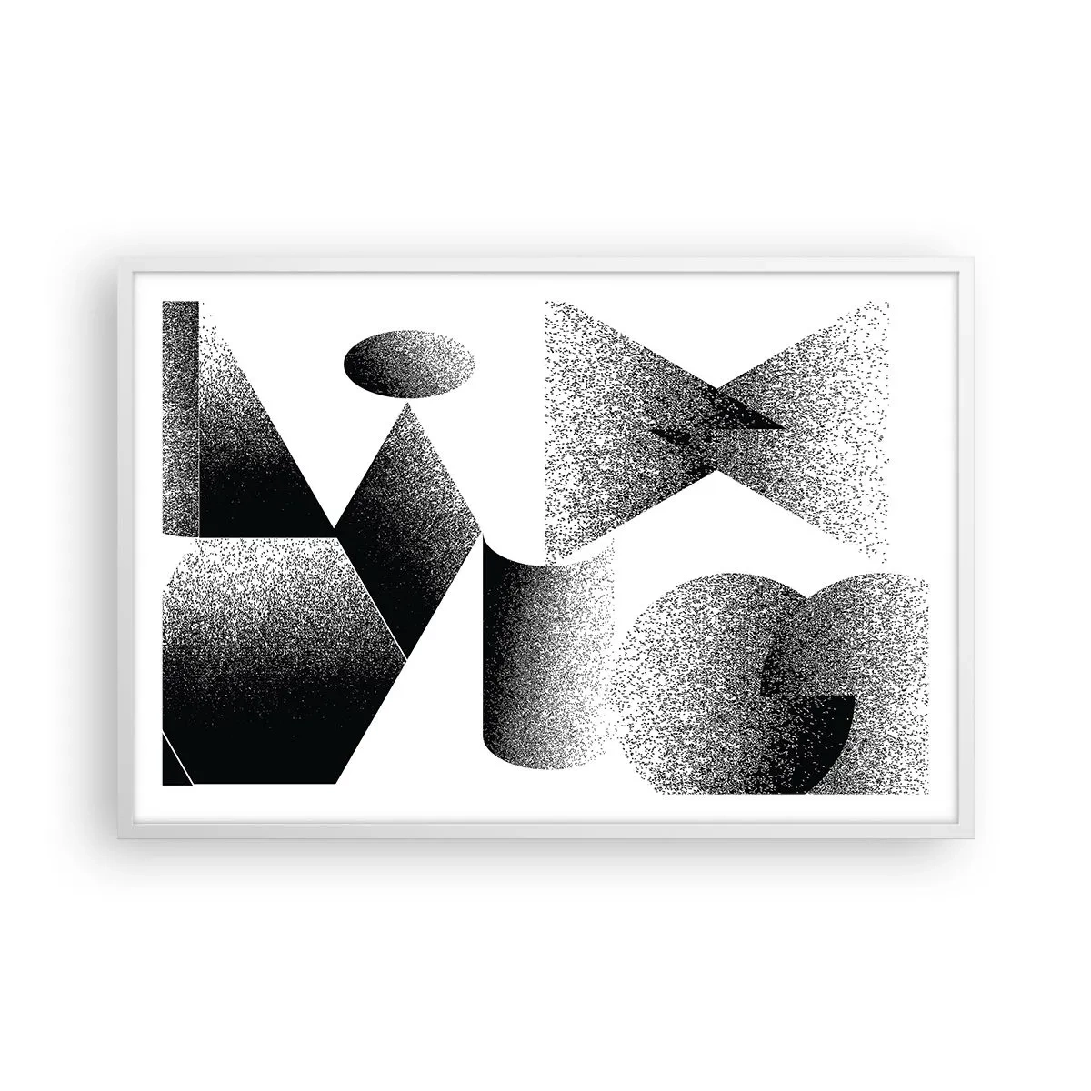 Pôster em moldura branca - Ângulos e ovais - 91x61 cm