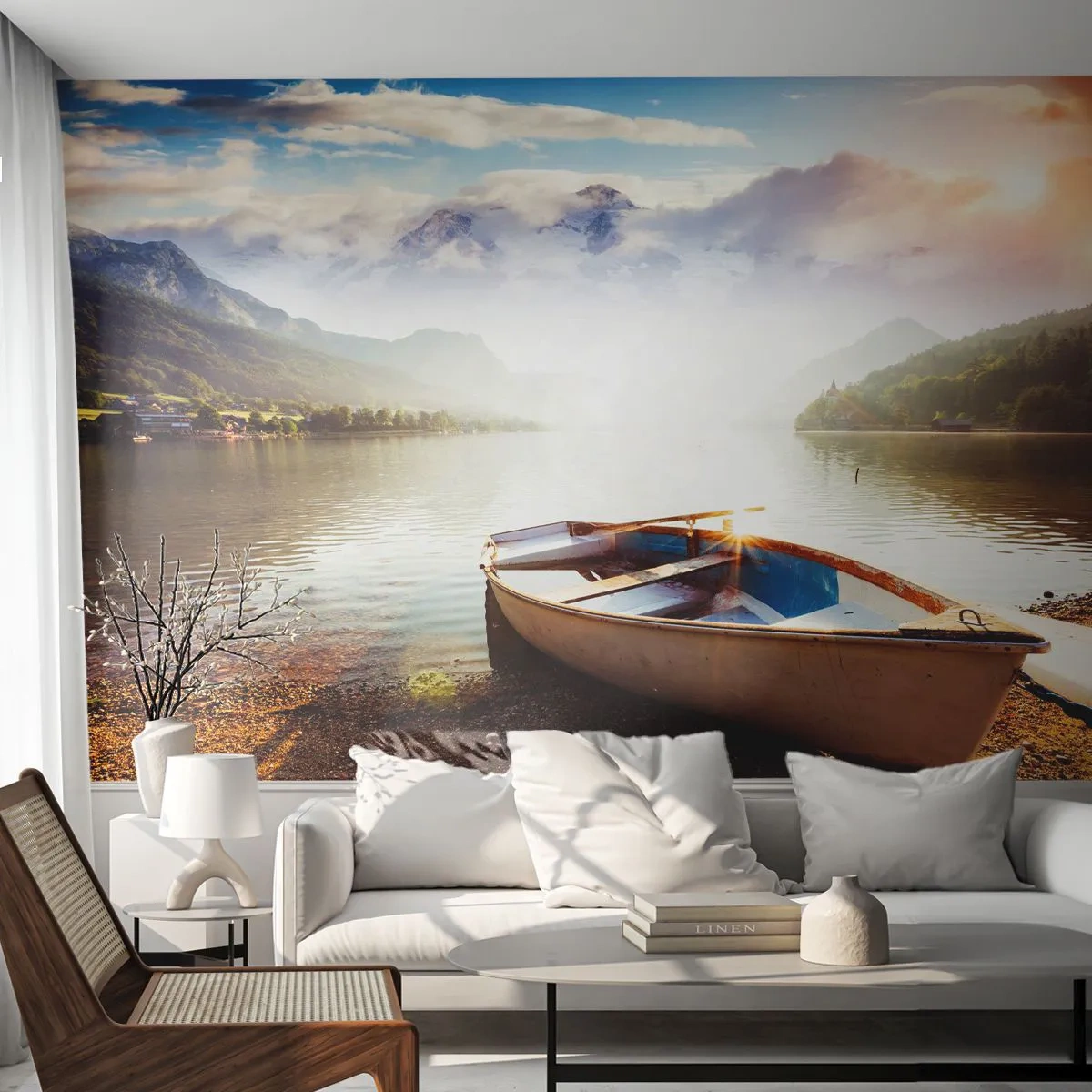 Papel de parede personalizado Premium Sand - Sobre águas grandes e límpidas - Paisagem, Lago, Montanhas