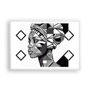 Pôster em moldura branca - Retrato étnico - 100x70 cm