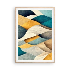 Pôster com moldura de carvalho claro - Ritmo e onda - 70x100 cm