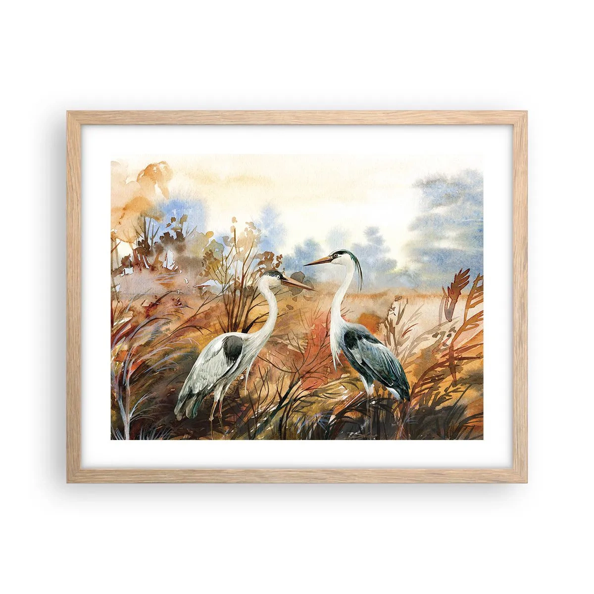 Pôster com moldura de carvalho claro - Para onde ir no outono? - 50x40 cm