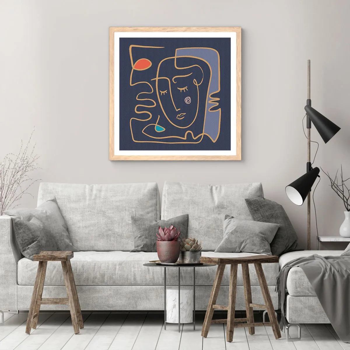 Pôster com moldura de carvalho claro - Nos pensamentos - 40x40 cm