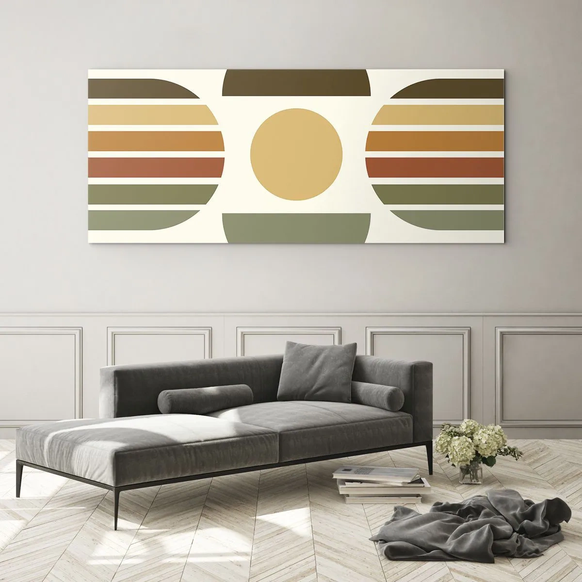 Quadro em vidro - Em tons terrosos - 100x40 cm
