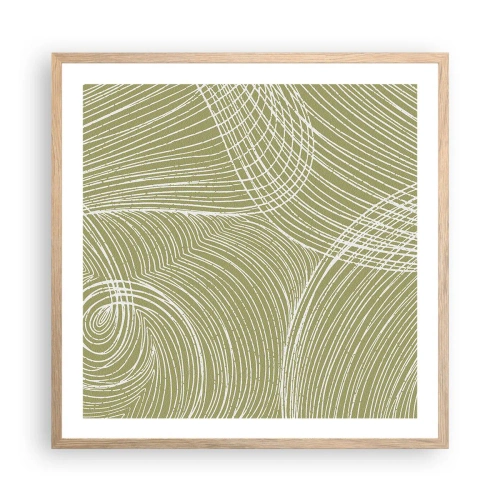 Pôster com moldura de carvalho claro - Abstração intrincada em branco - 60x60 cm