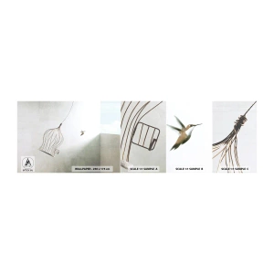 Amostra de Papel de Parede Standard Eco - Enfim a liberdade - Abstração, Pássaro, Gaiola - 100x30 cm