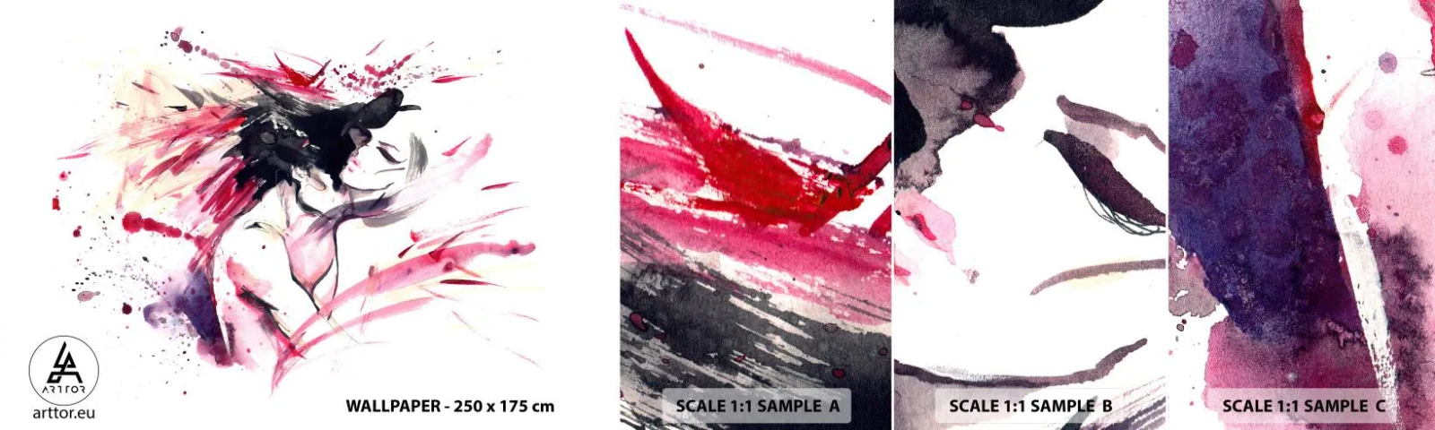 Amostra de Papel de Parede Standard Eco - Realização amorosa - Abstração, Mulher e Homem, Amor - 100x30 cm