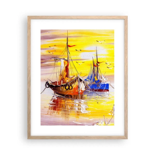 Pôster com moldura de carvalho claro - Um merecido descanso no porto - 40x50 cm