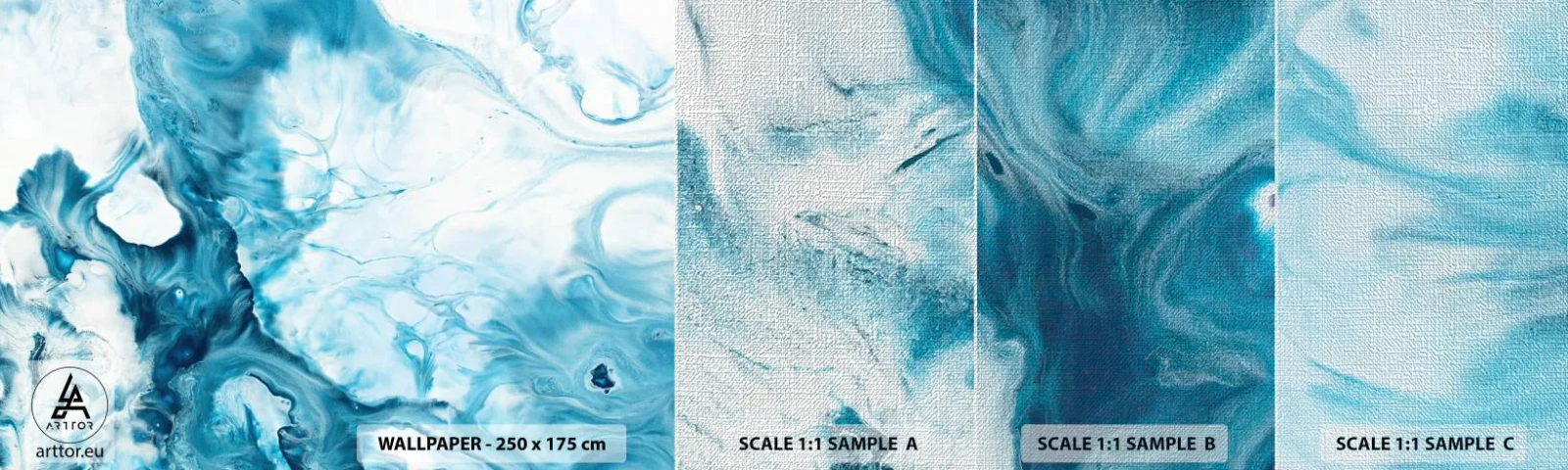 Amostra de papel de parede Premium Canvas - Concerto Azul - Abstração, Pedaço, Arte Moderna - 100x30 cm