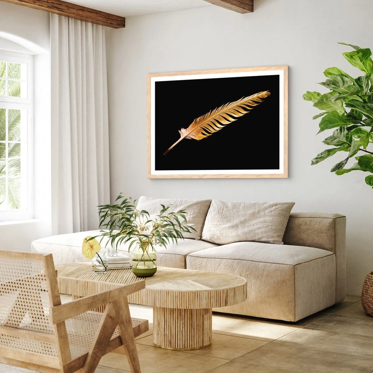 Pôster com moldura de carvalho claro - É uma pena - 70x50 cm