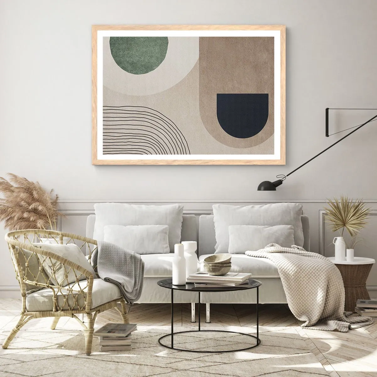 Pôster com moldura de carvalho claro - A gentileza do oval - 100x70 cm