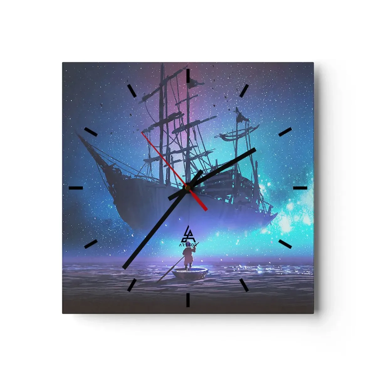 Relógio de parede - Relógio em vidro - Um encontro com o mito do mar - 30x30 cm