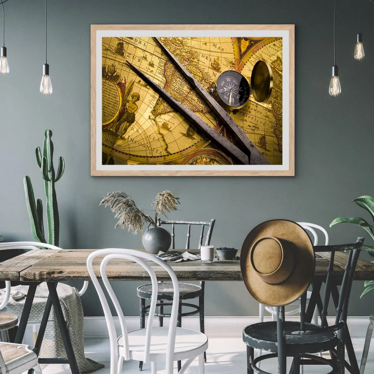 Pôster com moldura de carvalho claro - Onde estão esses tesouros? - 50x40 cm