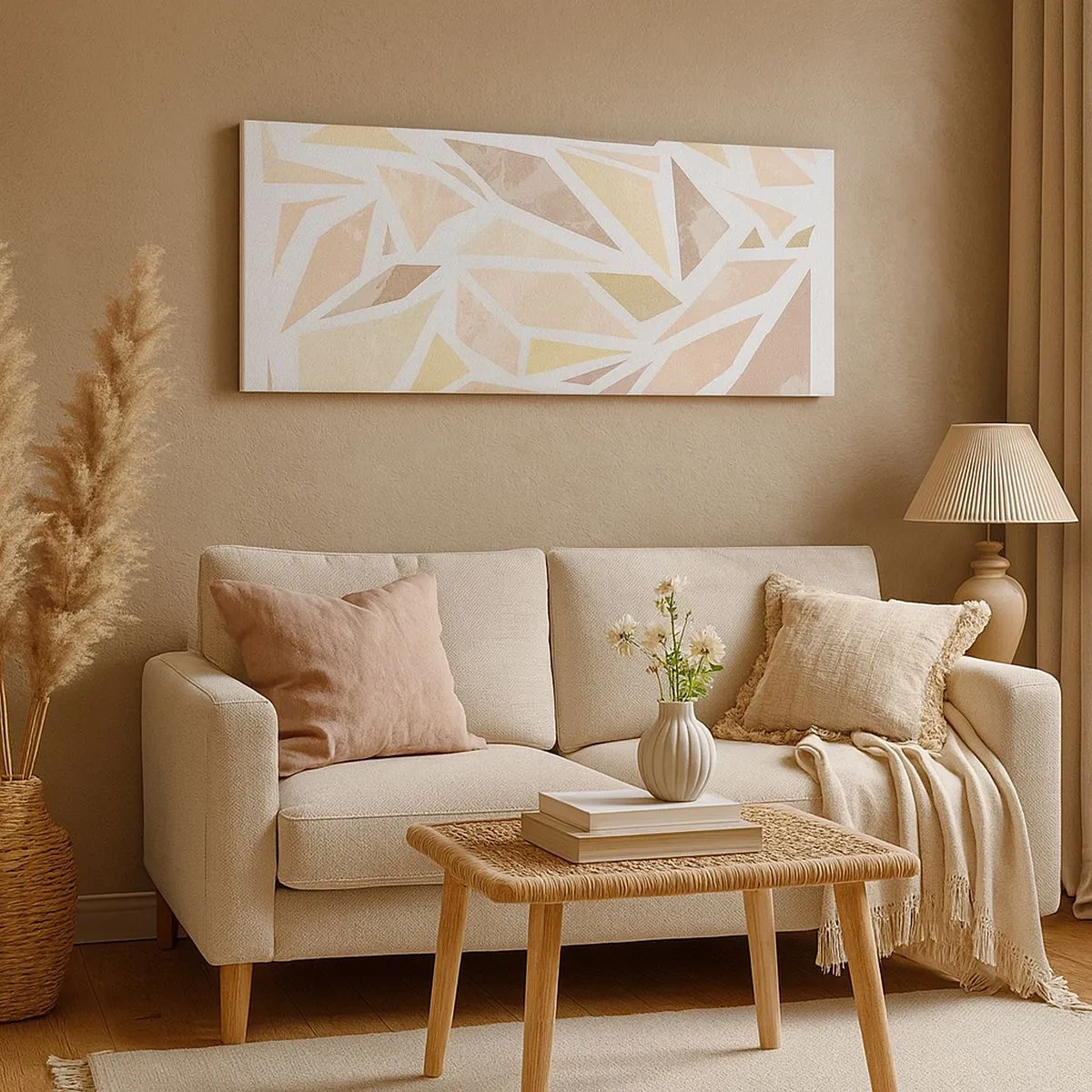 Quadro em tela - Composição de vitral - 100x40 cm