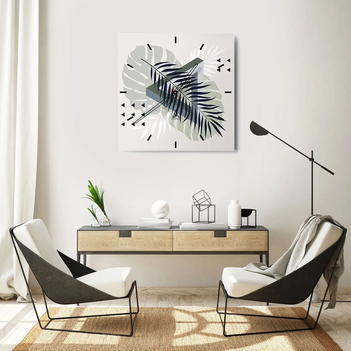 Relógio de parede - Relógio em vidro - Natureza e geometria – duas ordens? - 40x40 cm