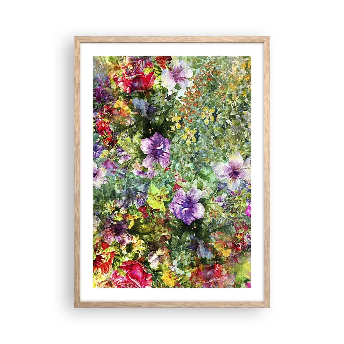 Pôster com moldura de carvalho claro - Nas flores para a perdição - 50x70 cm
