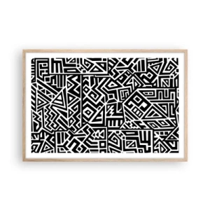 Pôster com moldura de carvalho claro - Composição pré-colombiana - 91x61 cm