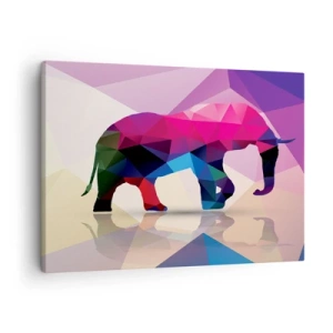 Quadro em tela - Silhueta geométrica de um elefante em cores vivas - 70x50cm - Dinossauro de cristal - Decoração de parede moderna para a sala de estar e quarto ARTTOR