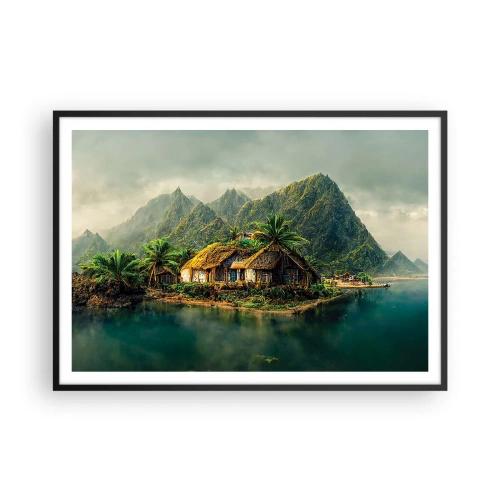 Pôster com moldura preta - Paraíso Tropical - 100x70 cm