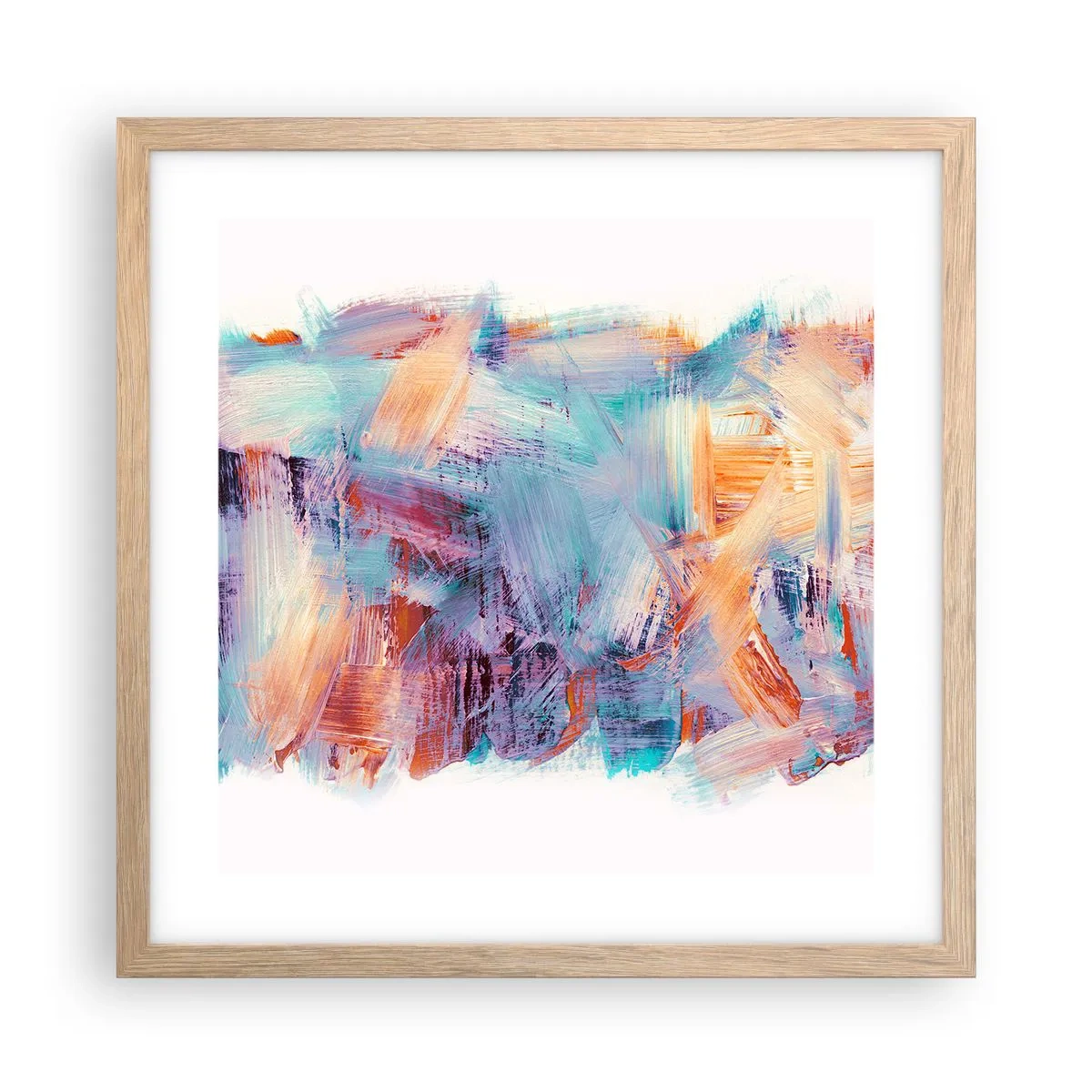 Pôster com moldura de carvalho claro - Uma bagunça colorida - 40x40 cm