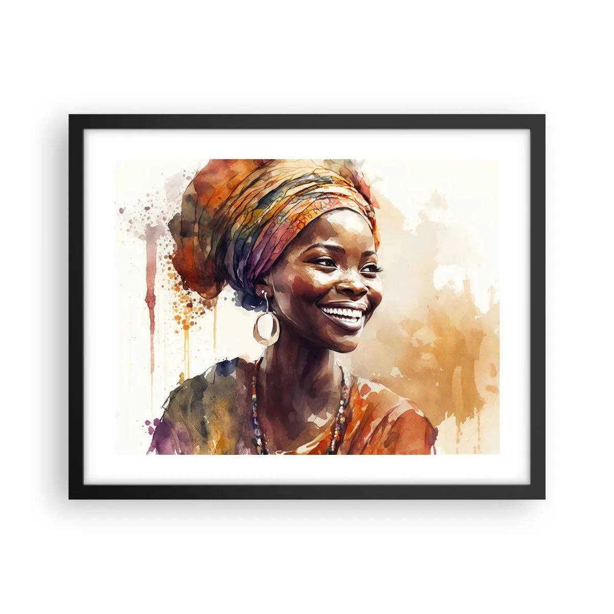 Pôster com moldura preta - Rainha africana - 50x40 cm