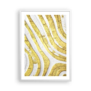 Pôster em moldura branca - Composição a branco e ouro - 50x70 cm