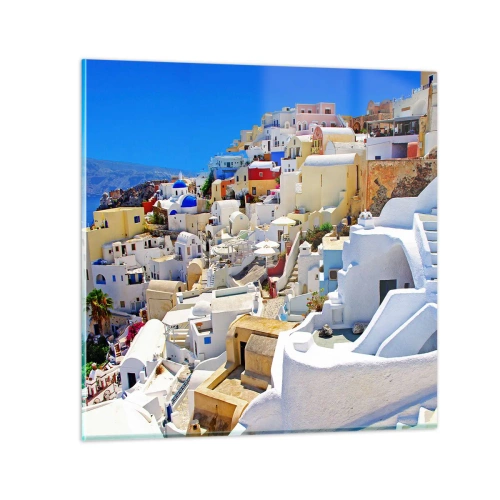 Quadro em vidro - O sonho de um verão grego - 70x70 cm