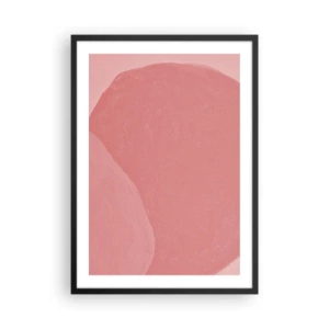 Pôster com moldura preta - Composição abstrata em tons de rosa - 50x70cm - Composição orgânica em rosa - Decoração de parede moderna para a sala de estar e quarto ARTTOR