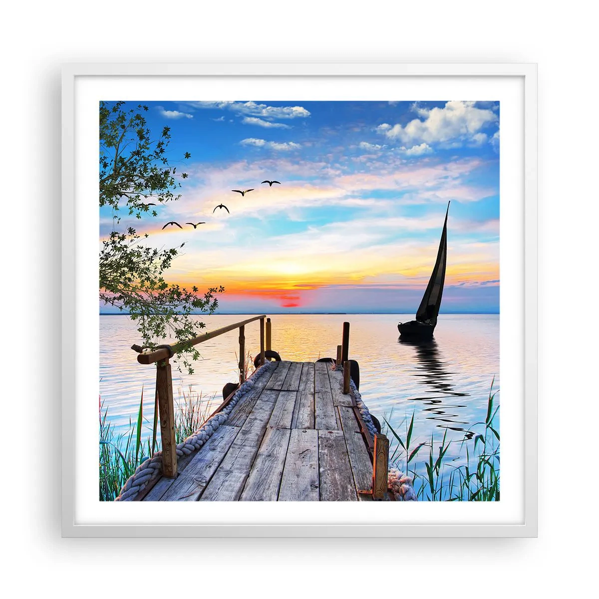 Pôster em moldura branca - Boa noite - 60x60 cm