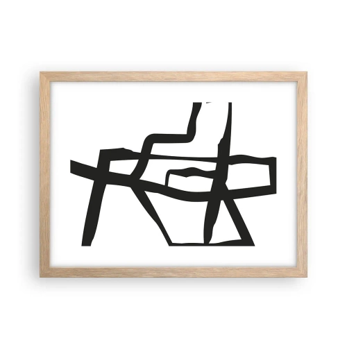 Pôster com moldura de carvalho claro - Projeto preto e branco - 40x30 cm