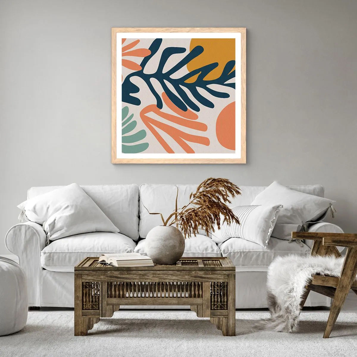 Pôster com moldura de carvalho claro - Mares de coral - 50x50 cm