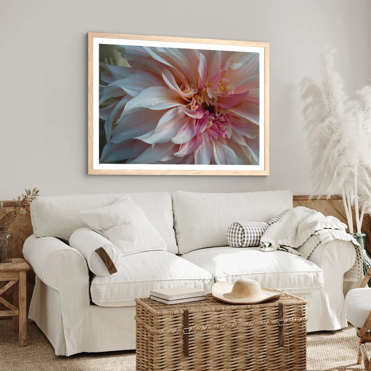 Pôster com moldura de carvalho claro - Frescor florescente - 70x50 cm