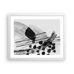 Pôster em moldura branca - Abstração orgánica em preto e branco - 50x40 cm