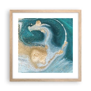 Pôster com moldura de carvalho claro - Um vórtice de ouro e turquesa - 40x40 cm
