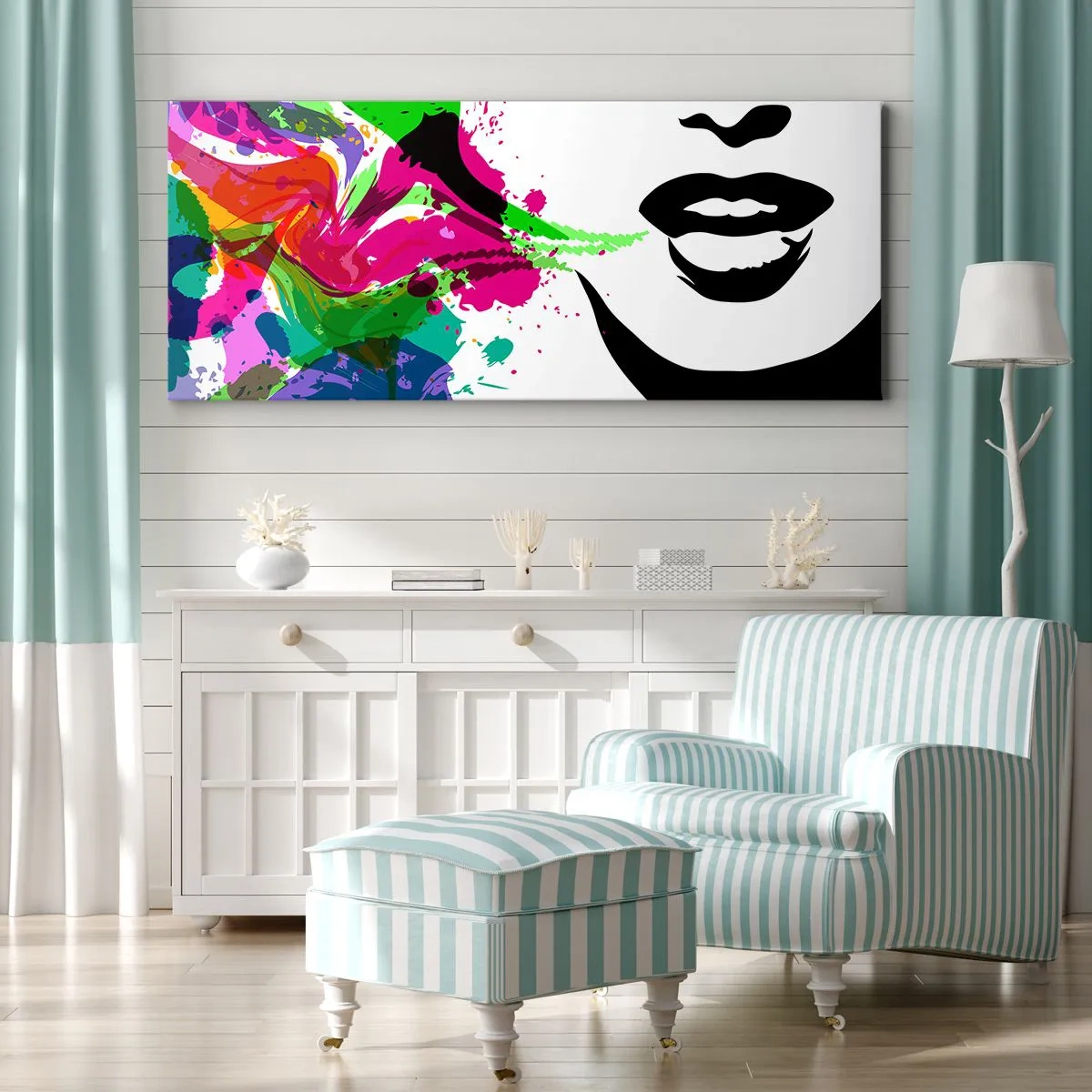 Quadro em tela - Uma história nas cores do arco-íris - 120x50 cm