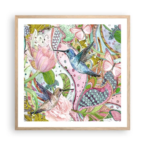 Pôster com moldura de carvalho claro - Emaranhados em trepadeiras - 60x60 cm