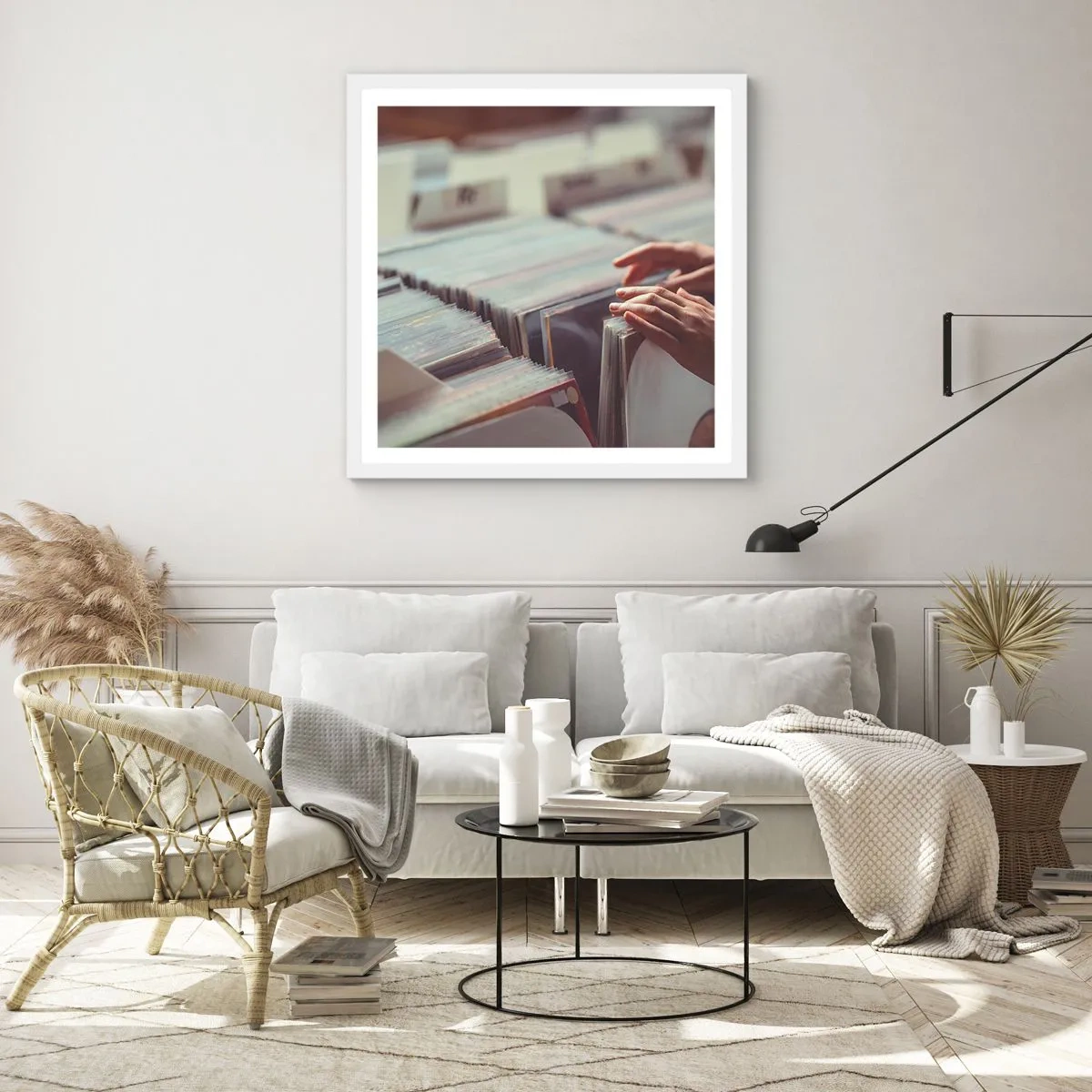 Pôster em moldura branca - Em busca de emoções - 40x40 cm