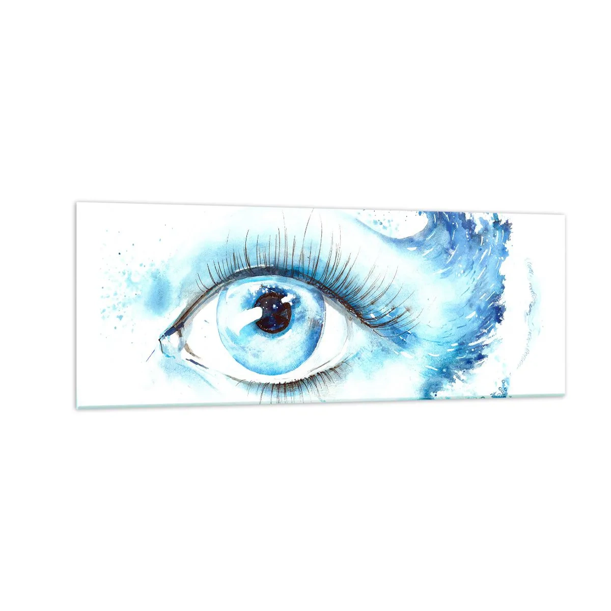 Quadro em vidro - Mergulho no olhar azul - 140x50 cm