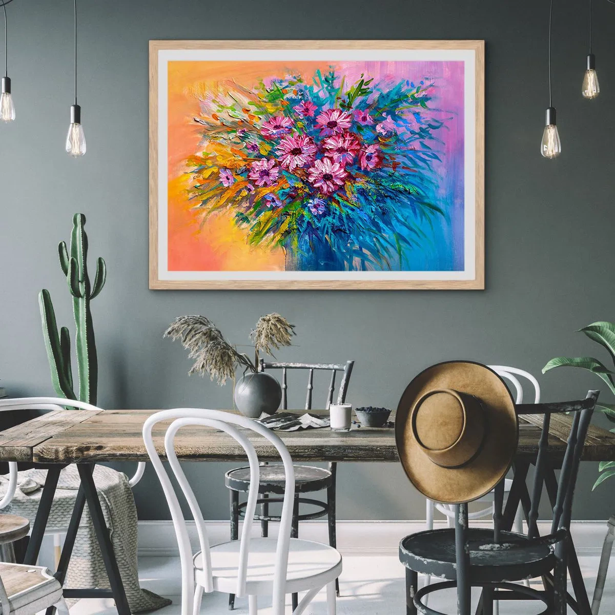 Pôster com moldura de carvalho claro - A energia da vida - 40x30 cm