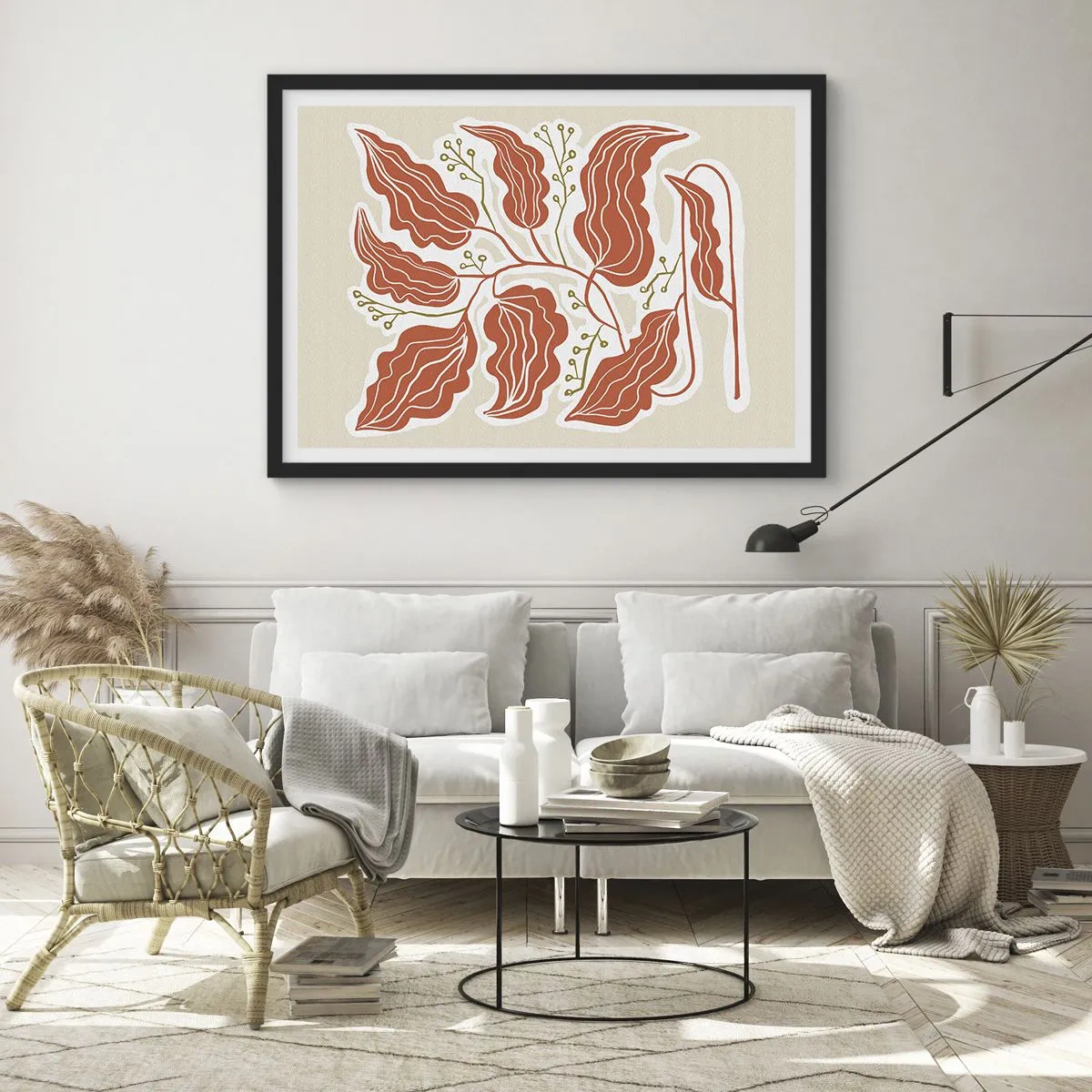 Pôster com moldura preta - Folclórico e coral - 100x70 cm