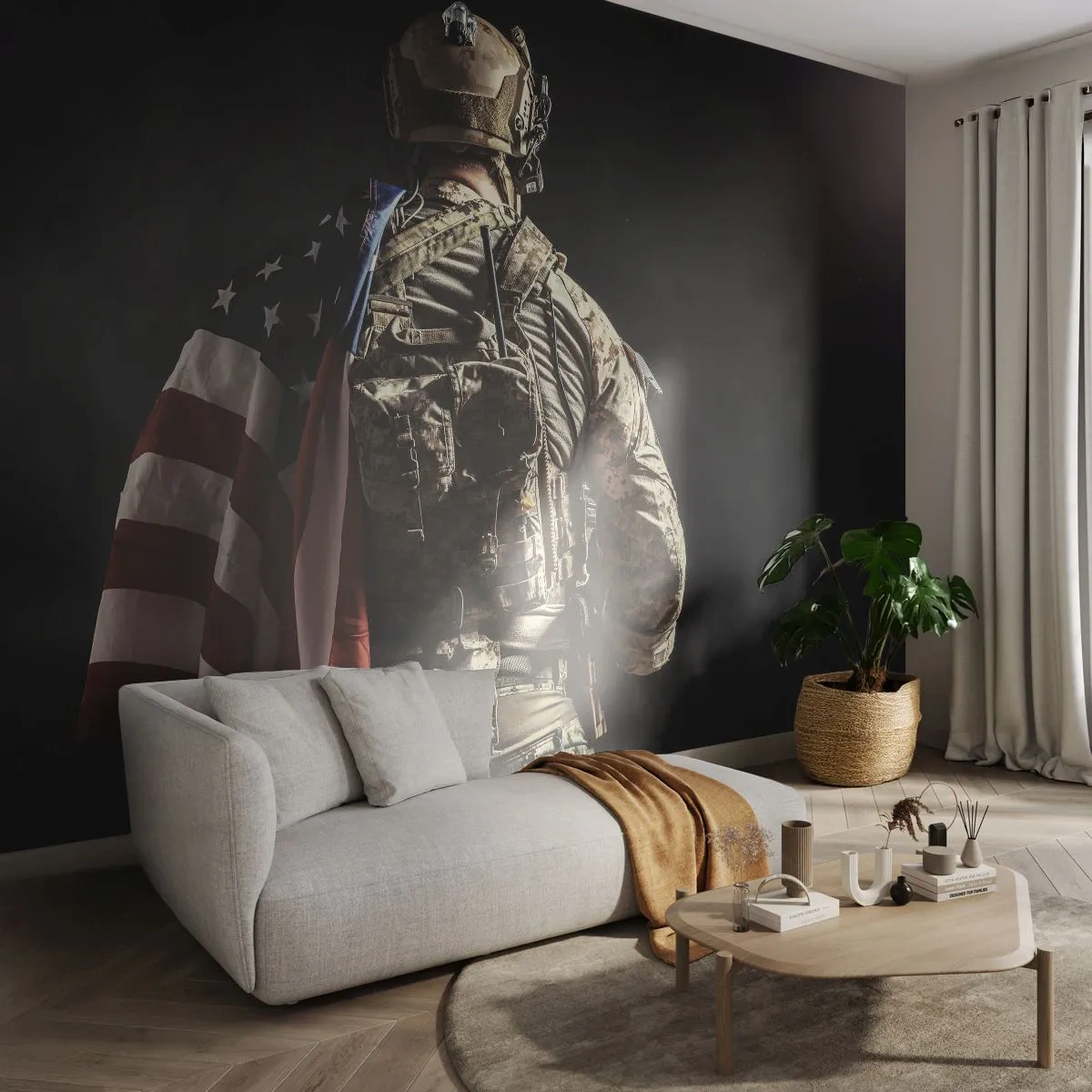 Papel de Parede Standard Eco - É por isso  - Soldado, Bandeira americana, Comando - 450x315 cm