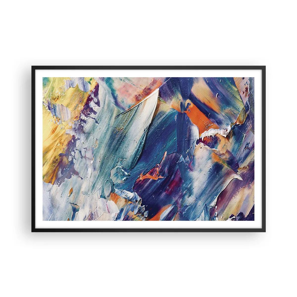 Pôster com moldura preta - Confusão de cores - 100x70 cm