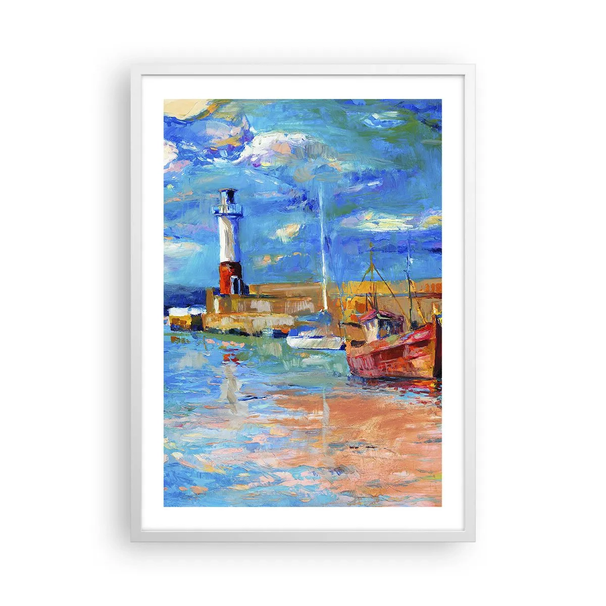 Pôster em moldura branca - Tarde na baía do arco-íris - 50x70 cm