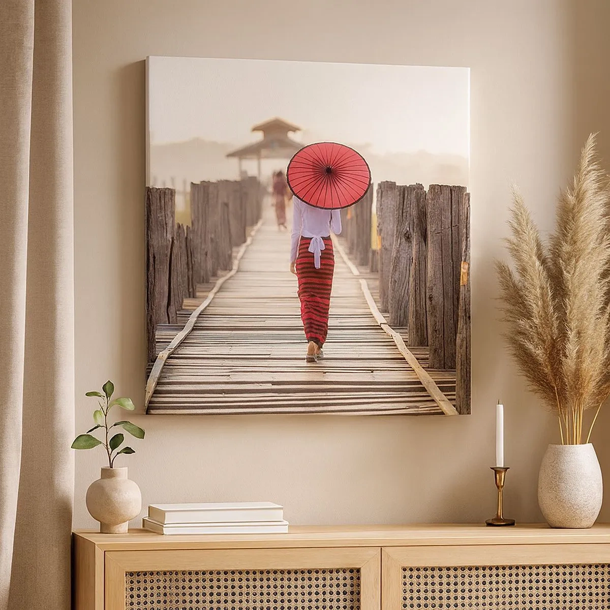 Quadro em tela - Na ponte velha - 30x30 cm