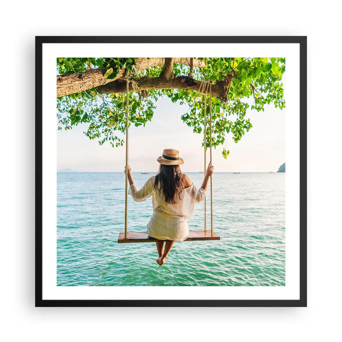 Pôster com moldura preta - A vida é bela - 60x60 cm