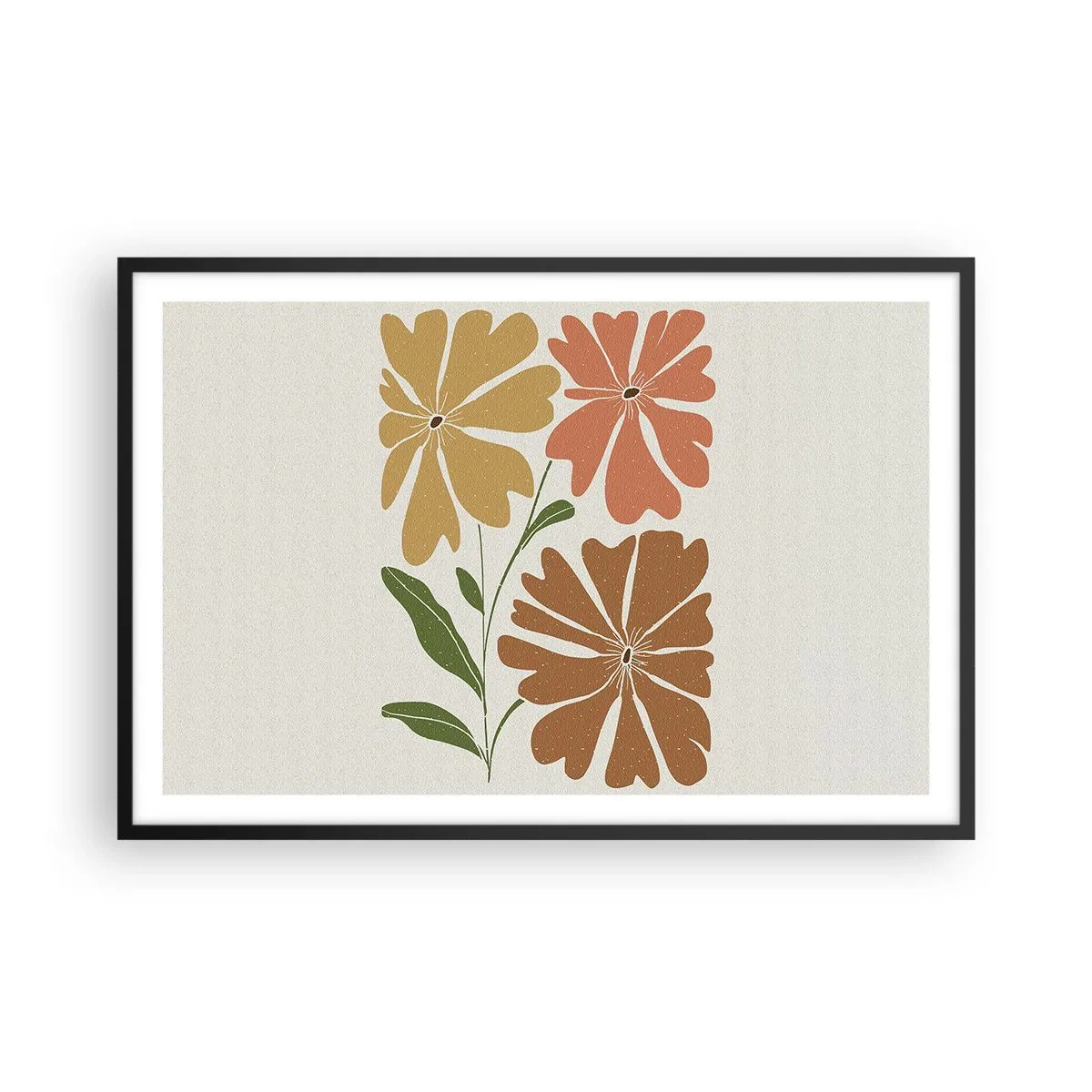 Pôster com moldura preta - Natureza e geometria - 91x61 cm